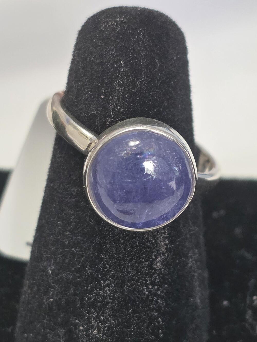 Sterling Silver Blue Tanzanite Cabochon Ring